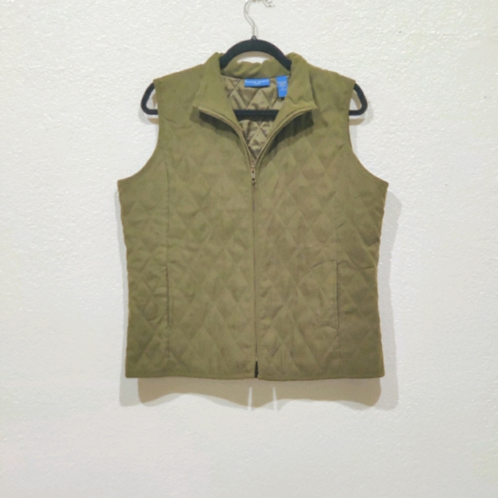 Karen Scott Forest Green Zipper Vest large